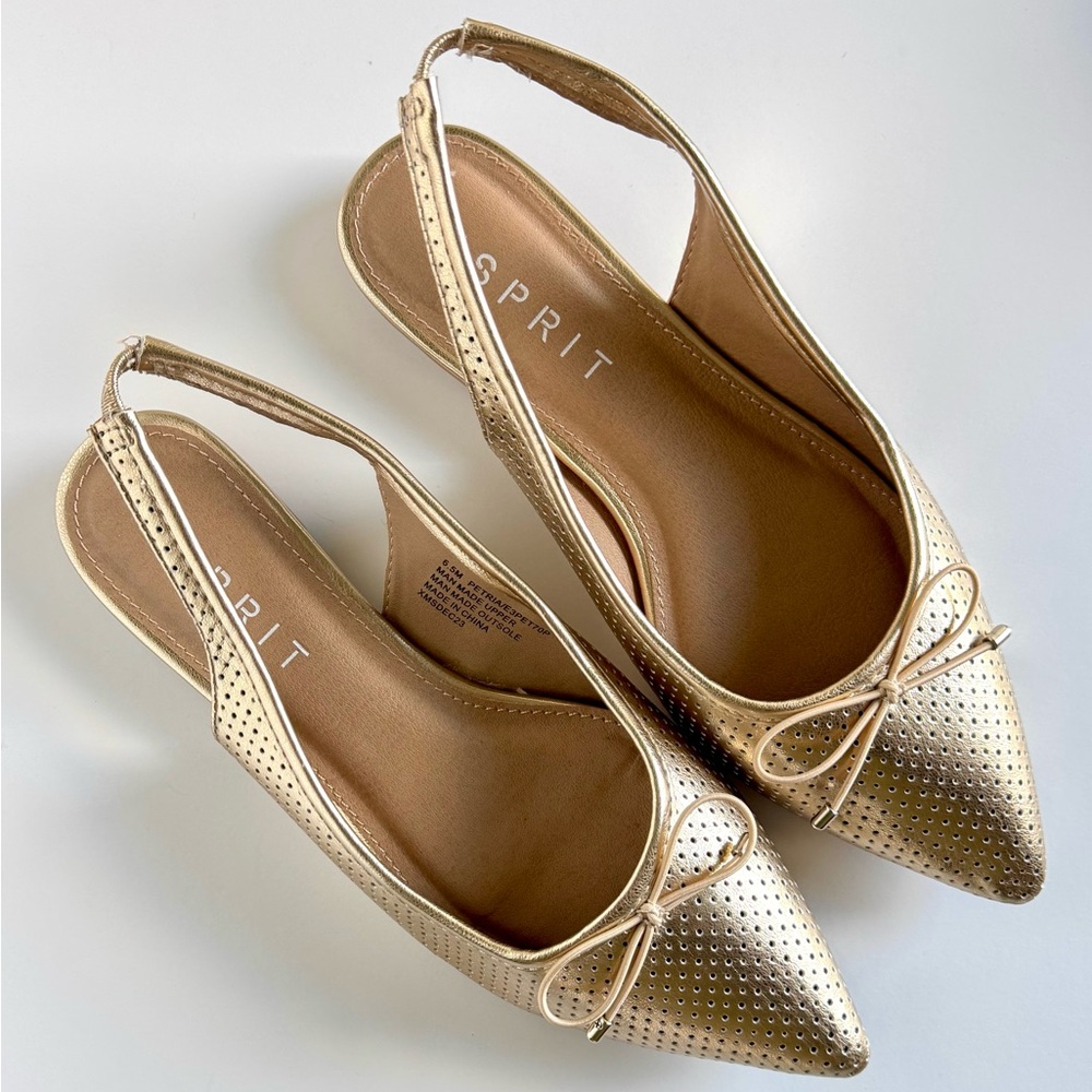 Esprit Metallic Gold Slingback Flats